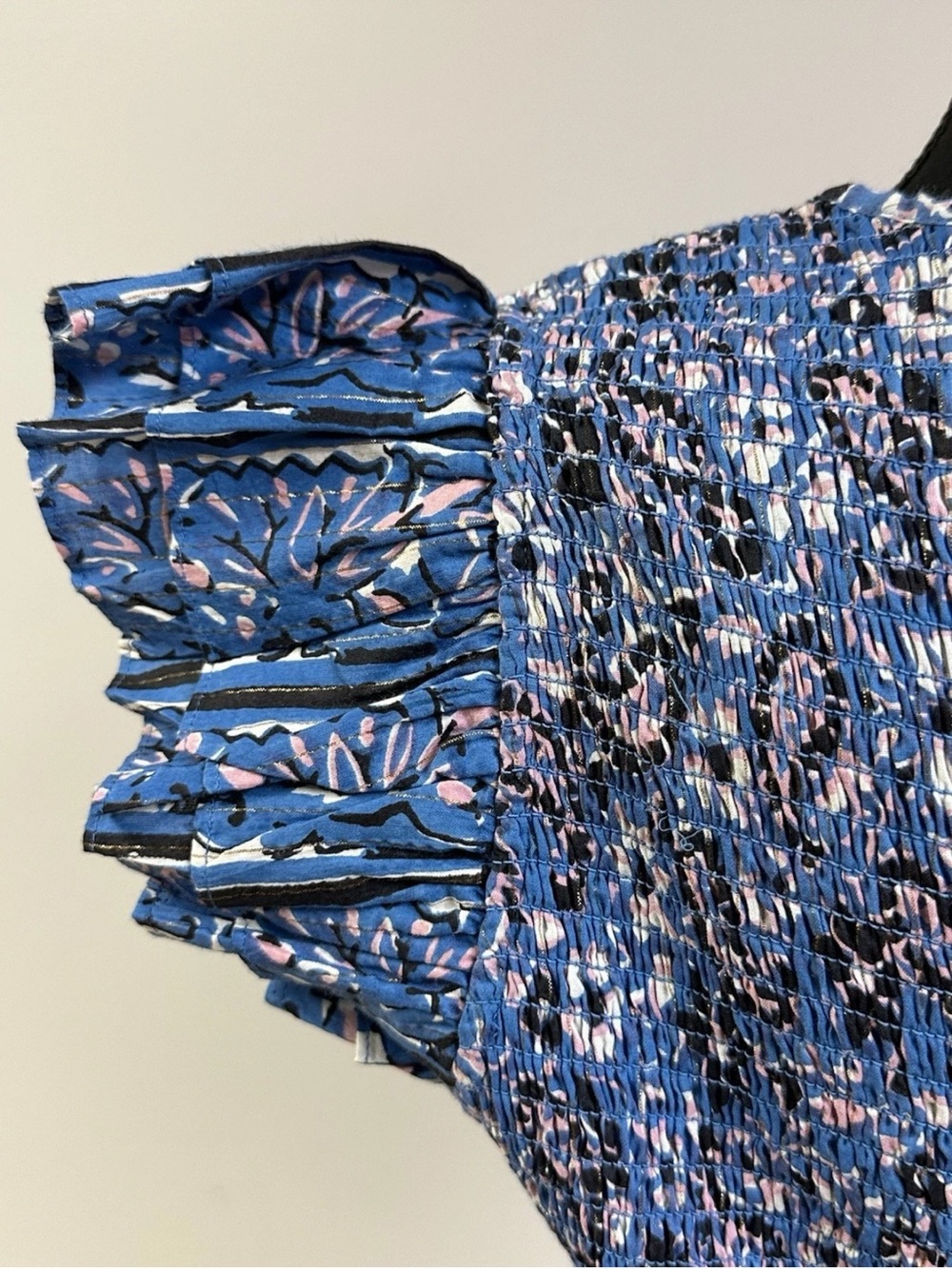 Cleobella Autumn Midi Dress Blue Paisley Floral Flutter Sleeve Smocked Size M - Picture 6 of 14